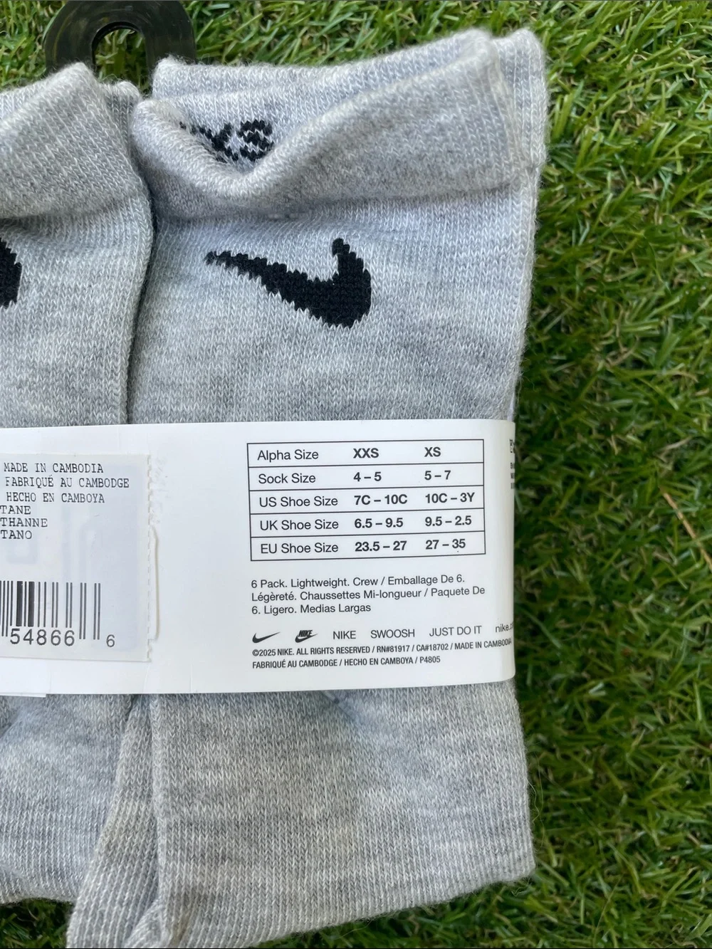 Nike Men’s Crew Socks 6-Pack - Black & White Swoosh